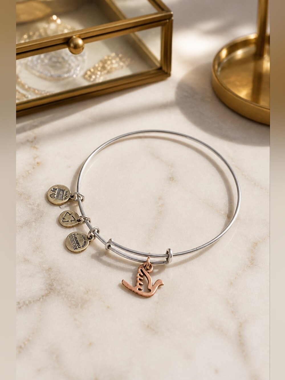 ALEX AND ANI Dove Charm Bracelet. GUC
